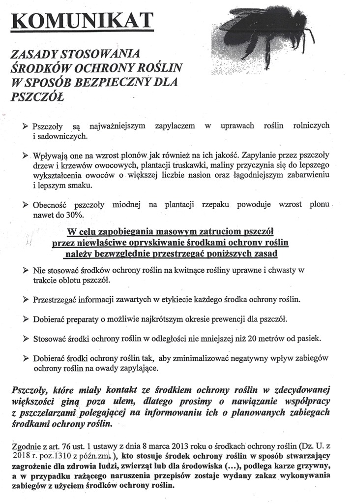 KOMUNIKAT pszczoły page 0